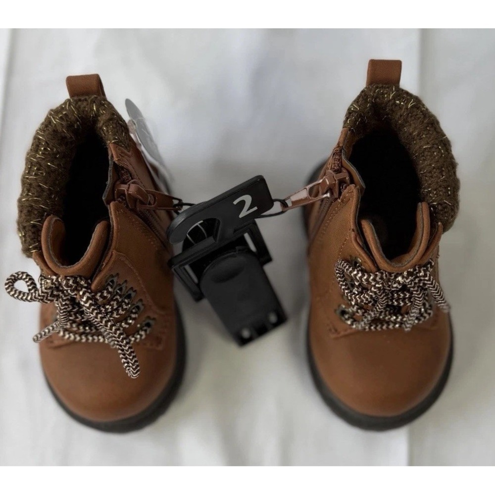 Wonder Nation Sweater Knit Boot, Chestnut, Baby Girl Size 2 NWT - Picture 3 of 8
